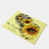 黄色のひまわりの列 ドアマット (アングル)