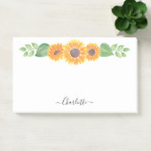 黄色のひまわりの水色の葉パーソナライズされた ポストイット (オフィス)