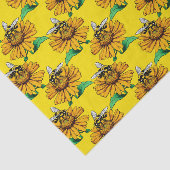 黄色のひまわりの花のデザインのミツバチ  薄葉紙 (詳細)
