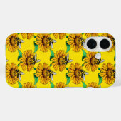 黄色のひまわりの花のデザインのミツバチ Case-Mate iPhoneケース (裏面 (横))