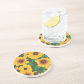 黄色のひまわりの花の飲み物用コースター コースター (側面)