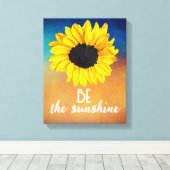 黄色のひまわりアートの太陽の光の引用文 キャンバスプリント (インサイチュ (ウッドフロア))