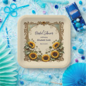 黄色のひまわりアート枠ブライダルシャワー ペーパープレート (パーティー)