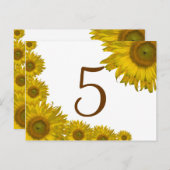 黄色のひまわりエッジテーブル番号 ポストカード (正面/裏面)
