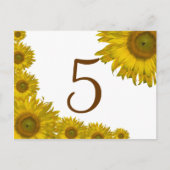 黄色のひまわりエッジテーブル番号 ポストカード (正面)