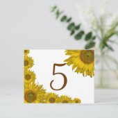 黄色のひまわりエッジテーブル番号 ポストカード (スタンド正面)
