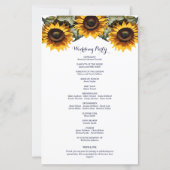 黄色のひまわりエレガントな結婚式プログラム (裏面)
