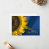 黄色のひまわりオンブルー共有記憶葬儀 ノートカード (正面/裏面インサイチュ)