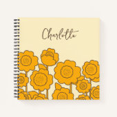 黄色のひまわりカスタマイズ可能な名前 ノートブック (正面)