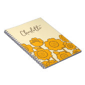 黄色のひまわりカスタマイズ可能な名前 ノートブック (右側)