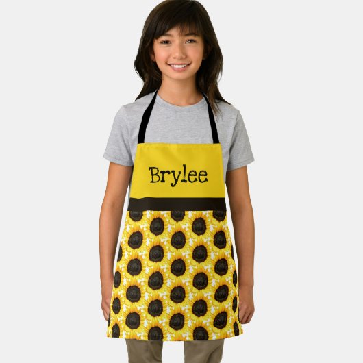 黄色のひまわりクラフトまたは料理の子供をパーソナライズ エプロン (インサイチュ)