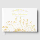 黄色のひまわりグラフィックお祝い・オブ・ライフ ゲストブック (正面)