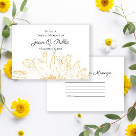 黄色のひまわりグラフィック共有メモリ葬儀 ノートカード