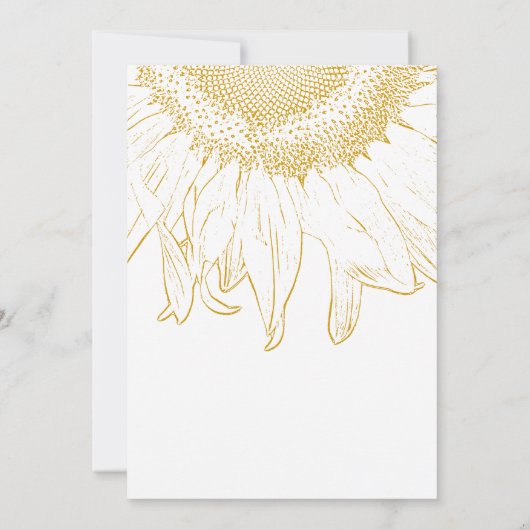 黄色のひまわりグラフィック結婚式の日付を保存 招待状 (裏面)