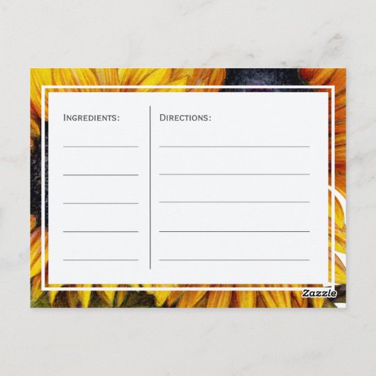 黄色のひまわりシック花嫁になるレシピカード ポストカード (裏面)