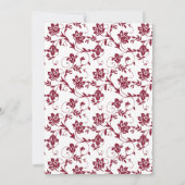 黄色のひまわりバーガンディダマスクの結婚式 招待状 (裏面)