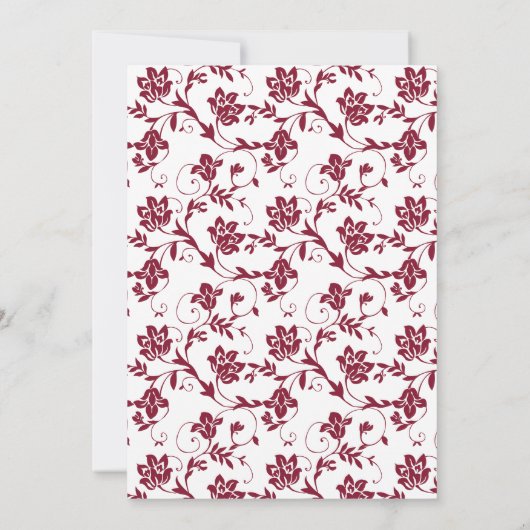 黄色のひまわりバーガンディダマスクの結婚式 招待状 (裏面)