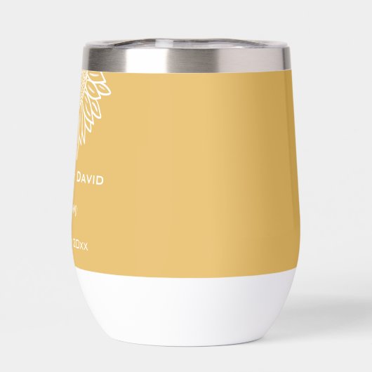 黄色のひまわりパーソナライズされたのスケ結婚ッチ (背面)