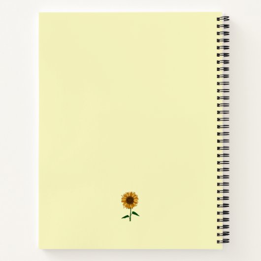 黄色のひまわりパーソナライズされたの名前とメッセージ ノートブック (裏面)