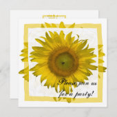 黄色のひまわりパーティー招待状（オールオケージョン） 招待状 (正面/裏面)