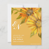 黄色のひまわりモノグラム結婚式の日付を保存 (正面)