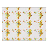 黄色のひまわり付き白いテーブルクロス – フローラ テーブルクロス (正面(横))