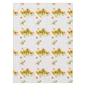 黄色のひまわり付き白いテーブルクロス – フローラ テーブルクロス (正面)