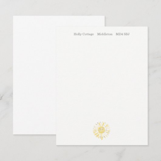 黄色のひまわり便箋 招待状 (正面/裏面)