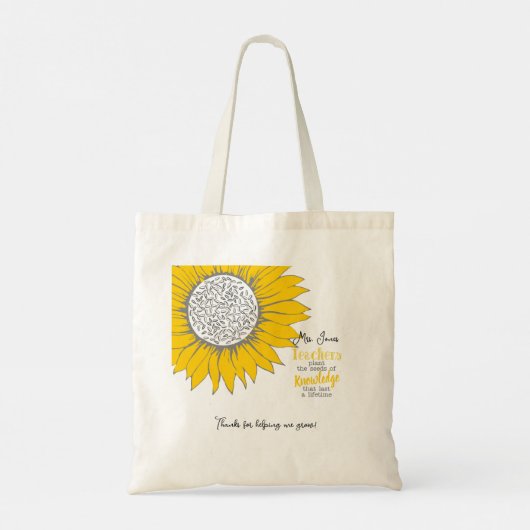 黄色のひまわり先生感謝していあなたへの贈り物 トートバッグ (裏面)