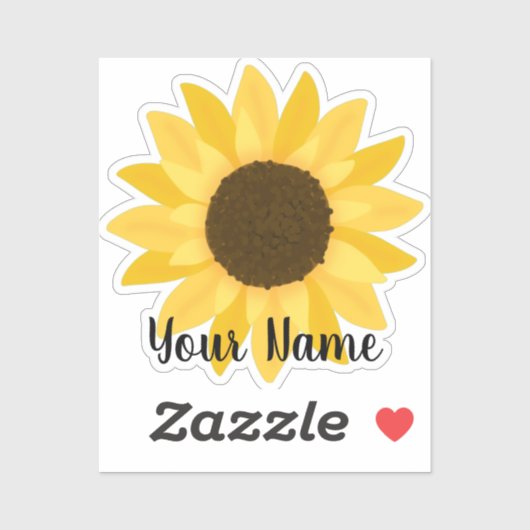 黄色のひまわり名 シール (シート)