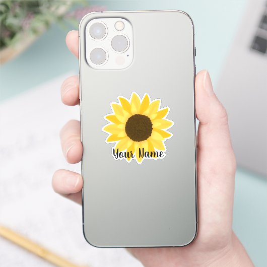 黄色のひまわり名 シール (スマートフォン)