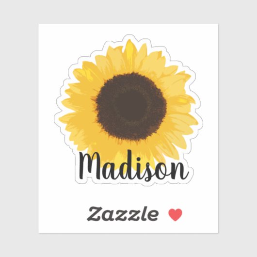 黄色のひまわり名 シール (シート)
