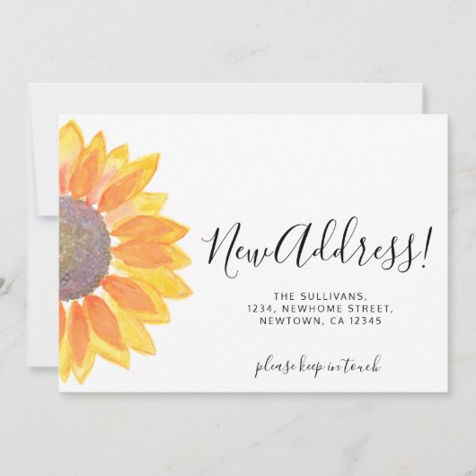 黄色のひまわり新住所の移動 案内状 (正面)