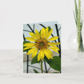 黄色のひまわり植物の花のブランクノートカード サンキューカード (正面)