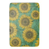 黄色のひまわり模様 バスマット (正面縦)