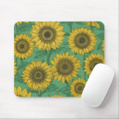 黄色のひまわり模様 マウスパッド (マウス)