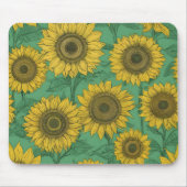 黄色のひまわり模様 マウスパッド (正面)