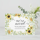 黄色のひまわり水彩花模様の転居案内 案内状 (スタンド正面)