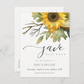 黄色のひまわり水色フローラ保存日 案内ポストカード (正面/裏面)