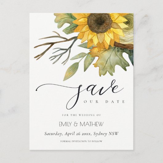 黄色のひまわり水色フローラ保存日 案内ポストカード (正面)