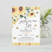 黄色のひまわり甘いビーベイビーシャワー 招待状 (スタンド正面)