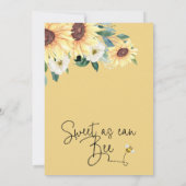 黄色のひまわり甘いビーベイビーシャワー 招待状 (裏面)