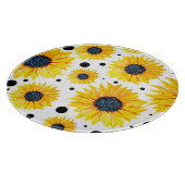 黄色のひまわり白い背景パターン カッティングボード (角)