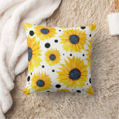 黄色のひまわり白い背景パターン クッション (ブランケット)