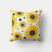 黄色のひまわり白い背景パターン クッション (裏面)