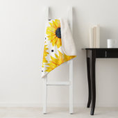 黄色のひまわり白い背景パターン シェルパブランケット (インサイチュ)