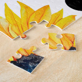 黄色のひまわり白い背景パターン ジグソーパズル (側面)