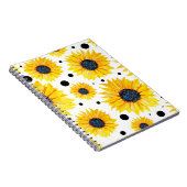 黄色のひまわり白い背景パターン ノートブック (右側)