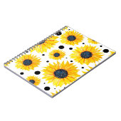 黄色のひまわり白い背景パターン ノートブック (左側)