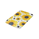 黄色のひまわり白い背景パターン バスマット (アングル)
